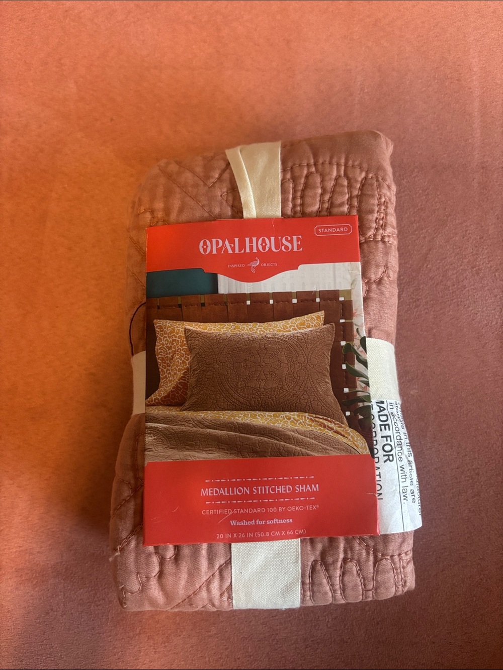 Opalhouse Rose Tan Medallion Stitched Sham - Dusty Rose/ standard